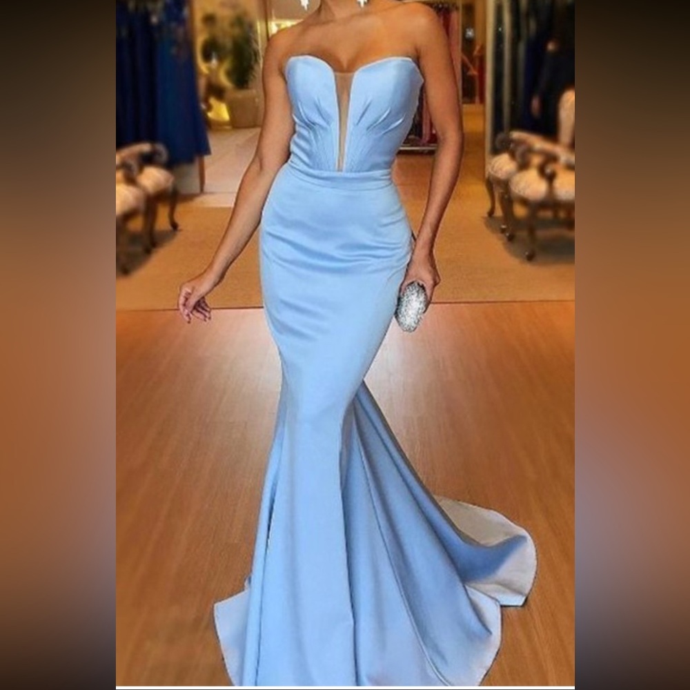 Elegant Silver Strapless Evening Gown- size 16W